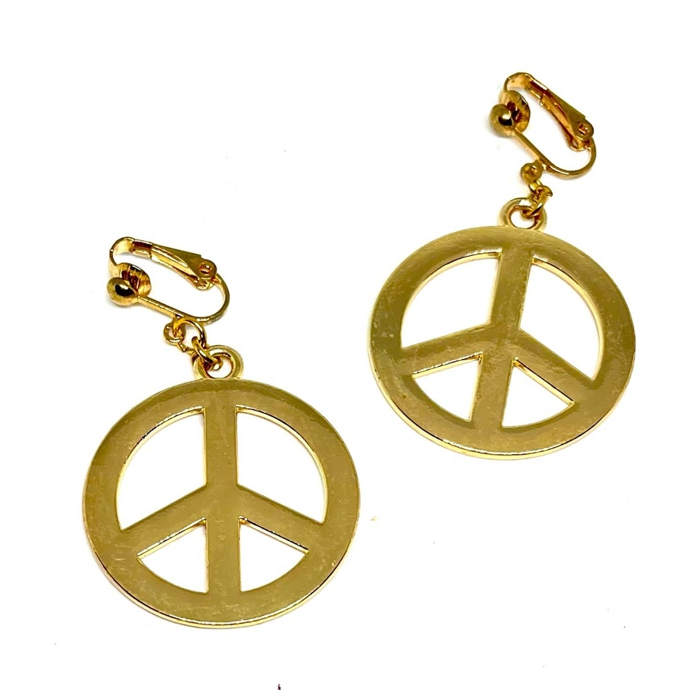 Peace Sign Clip On Earrings